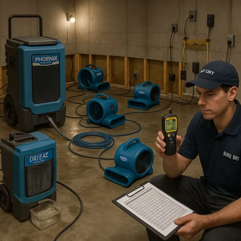 Structural Drying and Dehumidification process in Worcester, MA